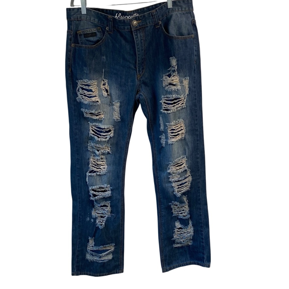 Levi's Blue Relaxed‎ Distressed Jeans. Fly Society 38/34 100 % Cotton Night Out